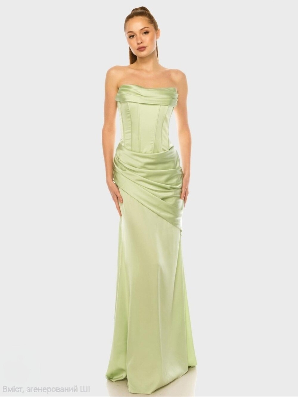 B Darlin Strapless Satin Corset Ball Gown Pale Green Prom Size 15/16 Juniors